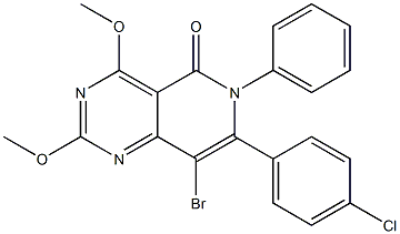 2,4-Dimethoxy-8-bromo-6-phenyl-7-(4-chlorophenyl)pyrido[4,3-d]pyrimidin-5(6H)-one Struktur