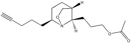 Acetic acid 3-[(2S,5R,8R)-2-(4-pentynyl)-1-aza-7-oxabicyclo[3.2.1]octan-8-yl]propyl ester Struktur