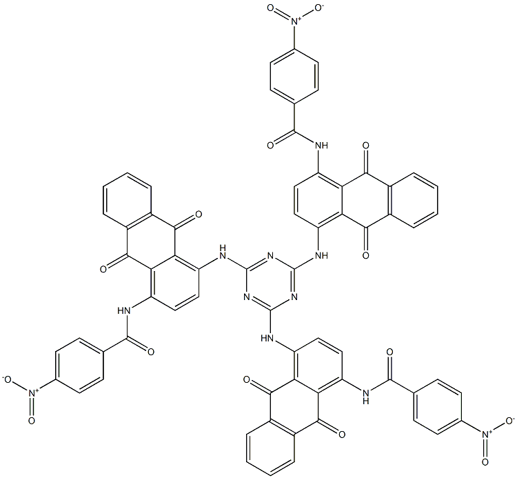 2,4,6-Tris[4-(p-nitrobenzoylamino)-1-anthraquinonylamino]-1,3,5-triazine Struktur