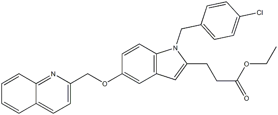 1-(4-Chlorobenzyl)-5-[(quinolin-2-yl)methoxy]-1H-indole-2-propanoic acid ethyl ester Struktur