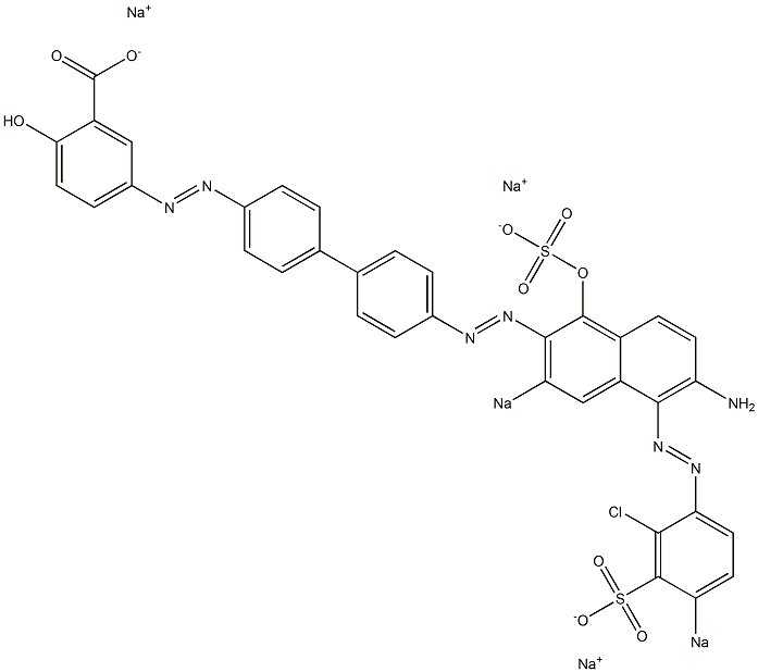 5-[[4'-[[6-Amino-5-[(2-chloro-4-sodiosulfophenyl)azo]-1-hydroxy-3-sodiosulfo-2-naphthalenyl]azo]-1,1'-biphenyl-4-yl]azo]-2-hydroxybenzoic acid sodium salt Struktur