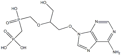 9-[2-[[Hydroxy(phosphonomethyl)phosphinyl]methoxy]-3-hydroxypropoxy]-9H-purin-6-amine Struktur