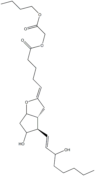 11,15-Dihydroxy-6,9-epoxyprosta-5,13-dien-1-oic acid butoxycarbonylmethyl ester Struktur