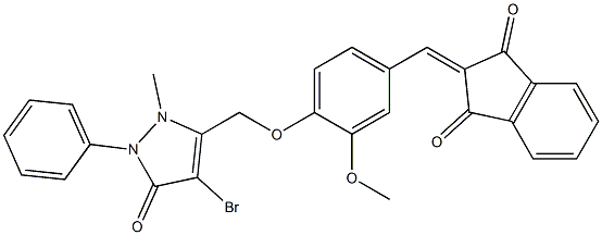 2-((4-((4-Bromo-2-methyl-5-oxo-1-phenyl(3-pyrazolin-3-yl))methoxy)-3-methoxyphenyl)methylene)indane-1,3-dione Struktur