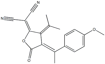 (E)-2-(4-(1-(4-METHOXYPHENYL)ETHYLIDENE)-5-OXO-3-(PROPAN-2-YLIDENE)DIHYDROFURAN-2(3H)-YLIDENE)MALONONITRILE Struktur