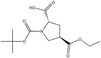 (2S,4R)-1-(tert-butoxycarbonyl)-4-(ethoxycarbonyl)pyrrolidine-2-carboxylic acid Struktur