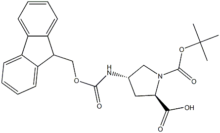 (2R,4S)-Fmoc-4-amino-1-Boc-pyrrolidine-2-carboxylic acid Struktur