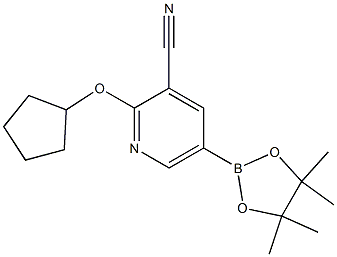 2-(cyclopentyloxy)-5-(4,4,5,5-tetramethyl-1,3,2-dioxaborolan-2-yl)pyridine-3-carbonitrile Struktur