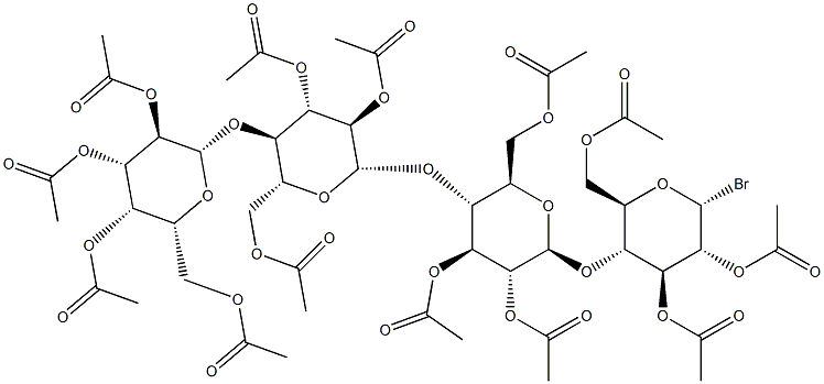 2,3,6-Tri-O-acetyl-4-O-[2,3,6-tri-O-acetyl-4-O-(2,3,6-tri-O-acetyl-4-O-(2,3,4,6-tetra-O-acetyl-b-D-galactopyranosyl)-b-D-glucopyranosyl)-b-D-glucopyranosyl]-a-D-glucopyranosyl bromide Struktur