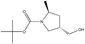 tert-butyl (2S,4S)-4-(hydroxymethyl)-2-methylpyrrolidine-1-carboxylate Struktur