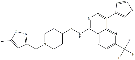 N-((1-[(5-METHYLISOXAZOL-3-YL)METHYL]PIPERIDIN-4-YL)METHYL)-8-(3-THIENYL)-2-(TRIFLUOROMETHYL)-1,6-NAPHTHYRIDIN-5-AMINE Struktur