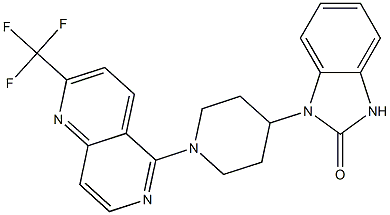 1-(1-[2-(TRIFLUOROMETHYL)-1,6-NAPHTHYRIDIN-5-YL]PIPERIDIN-4-YL)-1,3-DIHYDRO-2H-BENZIMIDAZOL-2-ONE Struktur