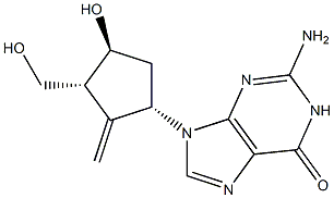 (1S,3R,4S)-9-[4-hydroxy-3-(hydroxymethyl)-2-methylenecyclopentyl]guanine Struktur