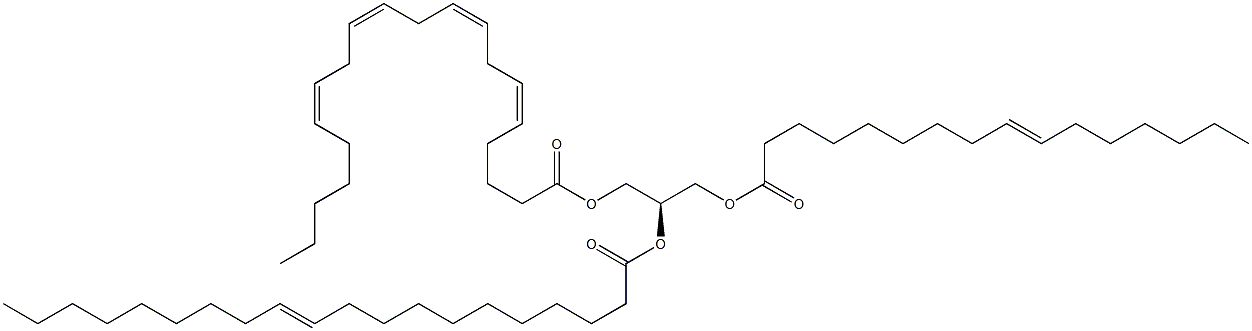 1-(9Z-hexadecenoyl)-2-(11Z-eicosenoyl)-3-(5Z,8Z,11Z,14Z-eicosatetraenoyl)-sn-glycerol Struktur