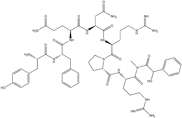 hydroxyphenylacetyl-methyltyrosyl-phenylalanyl-glutaminyl-asparaginyl-arginyl-prolyl-argininamide Struktur