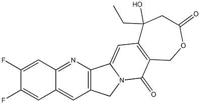 5-ethyl-9,10-difluoro-1,4,5,13-tetrahydro-5-hydroxy-3H,15H-oxepino(3',4'-6,7)indolizino(1,2-b)quinoline-3,15-dione Struktur