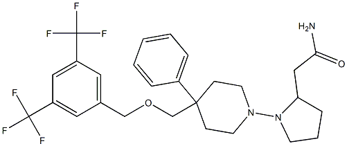 1-(4-(3,5-bis(trifluoromethyl)benzyloxymethyl)-4-phenylpiperidin-1-yl)-2-pyrrolidineacetamide Struktur