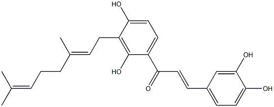 3'-geranyl-2',3,4,4'-tetrahydroxychalcone Struktur