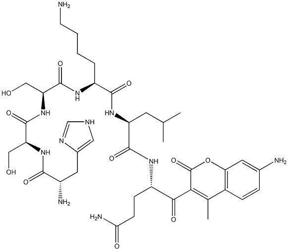 histidyl-seryl-seryl-lysyl-leucyl-glutaminyl-7-amino-4-methylcoumarin Struktur