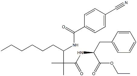 N-(2,2-dimethyl-3-(N-(4-cyanobenzoyl)amino)nonanoyl)phenylalanine ethyl ester Struktur