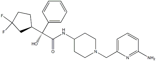 (2R)-N-(1-(6-aminopyridin-2-ylmethyl)piperidin-4-yl)-2-((1R)-3,3-difluorocyclopentyl)-2-hydroxy-2-phenylacetamide Struktur