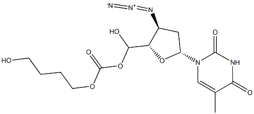 3'-azido-3'-deoxythymidin-5'-yl O-(4-hydroxybutyl)carbonate Struktur