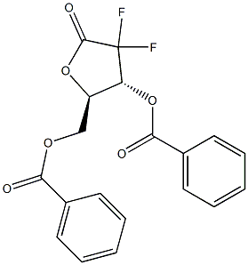 (R,R)-5-BENZOYLOXYMETHYL-3,3-DIFLUORO-4,5-DIHYDRO-4-BENZOYLOXY-2(3H)-FURANONE Struktur