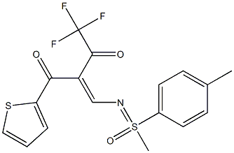 4,4,4-trifluoro-2-({[1-methyl-1-(4-methylphenyl)-1-oxo-lambda~6~-sulfanylidene]amino}methylidene)-1-(2-thienyl)butane-1,3-dione Struktur