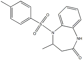 4-methyl-5-[(4-methylphenyl)sulfonyl]-1,3,4,5-tetrahydro-2H-1,5-benzodiazepin-2-one Struktur