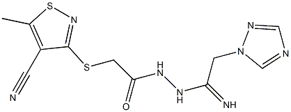 2-[(4-cyano-5-methyl-3-isothiazolyl)sulfanyl]-N'-[2-(1H-1,2,4-triazol-1-yl)ethanimidoyl]acetohydrazide Struktur