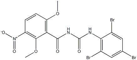 N-(2,6-dimethoxy-3-nitrobenzoyl)-N'-(2,4,6-tribromophenyl)urea Struktur