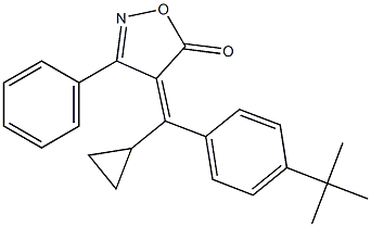 4-[[4-(tert-butyl)phenyl](cyclopropyl)methylidene]-3-phenyl-4,5-dihydroisoxazol-5-one Struktur