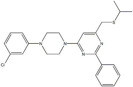 4-[4-(3-chlorophenyl)piperazino]-6-[(isopropylsulfanyl)methyl]-2-phenylpyrimidine Struktur