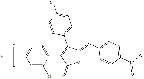 4-(4-chlorophenyl)-3-[3-chloro-5-(trifluoromethyl)-2-pyridinyl]-5-[(4-nitrophenyl)methylene]-2(5H)-furanone Struktur