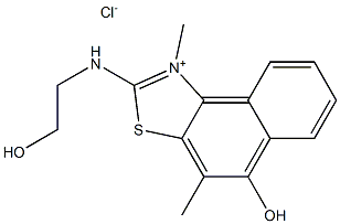 5-hydroxy-2-[(2-hydroxyethyl)amino]-1,4-dimethylnaphtho[1,2-d][1,3]thiazol- 1-ium chloride Struktur