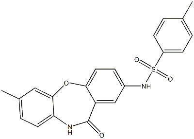 4-methyl-N-(7-methyl-11-oxo-10,11-dihydrodibenzo[b,f][1,4]oxazepin-2-yl)benzenesulfonamide Struktur