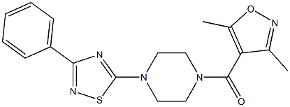 (3,5-dimethylisoxazol-4-yl)[4-(3-phenyl-1,2,4-thiadiazol-5-yl)piperazino]methanone Struktur