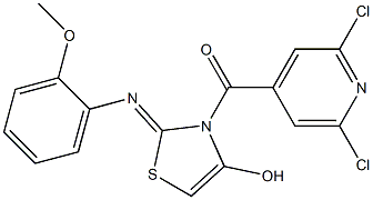 (2,6-dichloro-4-pyridyl){4-hydroxy-2-[(2-methoxyphenyl)imino]-2,3-dihydro-1 ,3-thiazol-3-yl}methanone Struktur