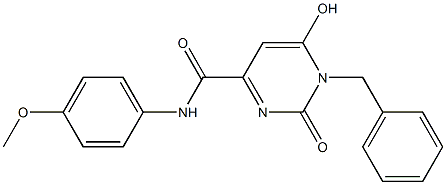 1-benzyl-6-hydroxy-N-(4-methoxyphenyl)-2-oxo-1,2-dihydro-4-pyrimidinecarboxamide Struktur