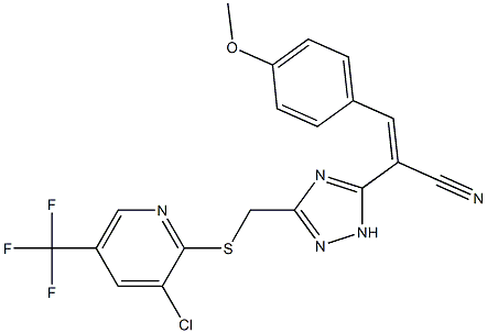 2-[3-({[3-chloro-5-(trifluoromethyl)-2-pyridinyl]sulfanyl}methyl)-1H-1,2,4-triazol-5-yl]-3-(4-methoxyphenyl)acrylonitrile Struktur