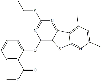 methyl 2-{[2-(ethylsulfanyl)-7,9-dimethylpyrido[3',2':4,5]thieno[3,2-d]pyrimidin-4-yl]oxy}benzenecarboxylate Struktur