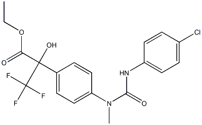 ethyl 2-{4-[[(4-chloroanilino)carbonyl](methyl)amino]phenyl}-3,3,3-trifluoro-2-hydroxypropanoate Struktur