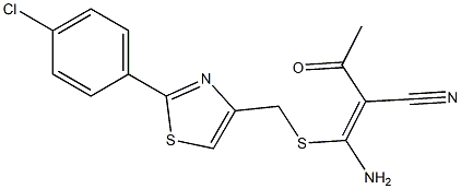 2-acetyl-3-amino-3-({[2-(4-chlorophenyl)-1,3-thiazol-4-yl]methyl}thio)acrylonitrile Struktur