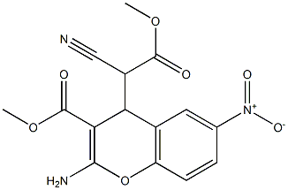 methyl 2-amino-4-(1-cyano-2-methoxy-2-oxoethyl)-6-nitro-4H-chromene-3-carbo xylate Struktur