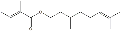 3,7-dimethyloct-6-enyl 2-methylbut-2-enoate Struktur