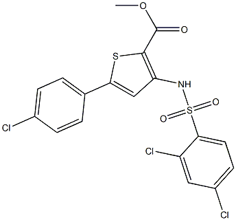 methyl 5-(4-chlorophenyl)-3-{[(2,4-dichlorophenyl)sulfonyl]amino}thiophene- 2-carboxylate Struktur