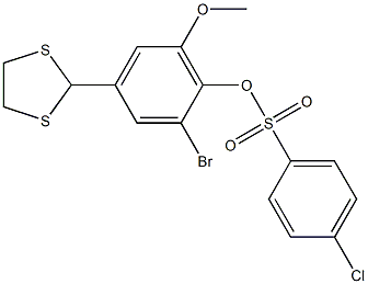 2-bromo-4-(1,3-dithiolan-2-yl)-6-methoxyphenyl 4-chlorobenzene-1-sulfonate Struktur