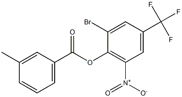 2-bromo-6-nitro-4-(trifluoromethyl)phenyl 3-methylbenzoate Struktur