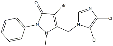 4-bromo-5-[(4,5-dichloro-1H-imidazol-1-yl)methyl]-1-methyl-2-phenyl-1,2-dihydro-3H-pyrazol-3-one Struktur