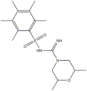 N1-[(2,6-dimethylmorpholino)(imino)methyl]-2,3,4,5,6-pentamethylbenzene-1-sulfonamide Struktur